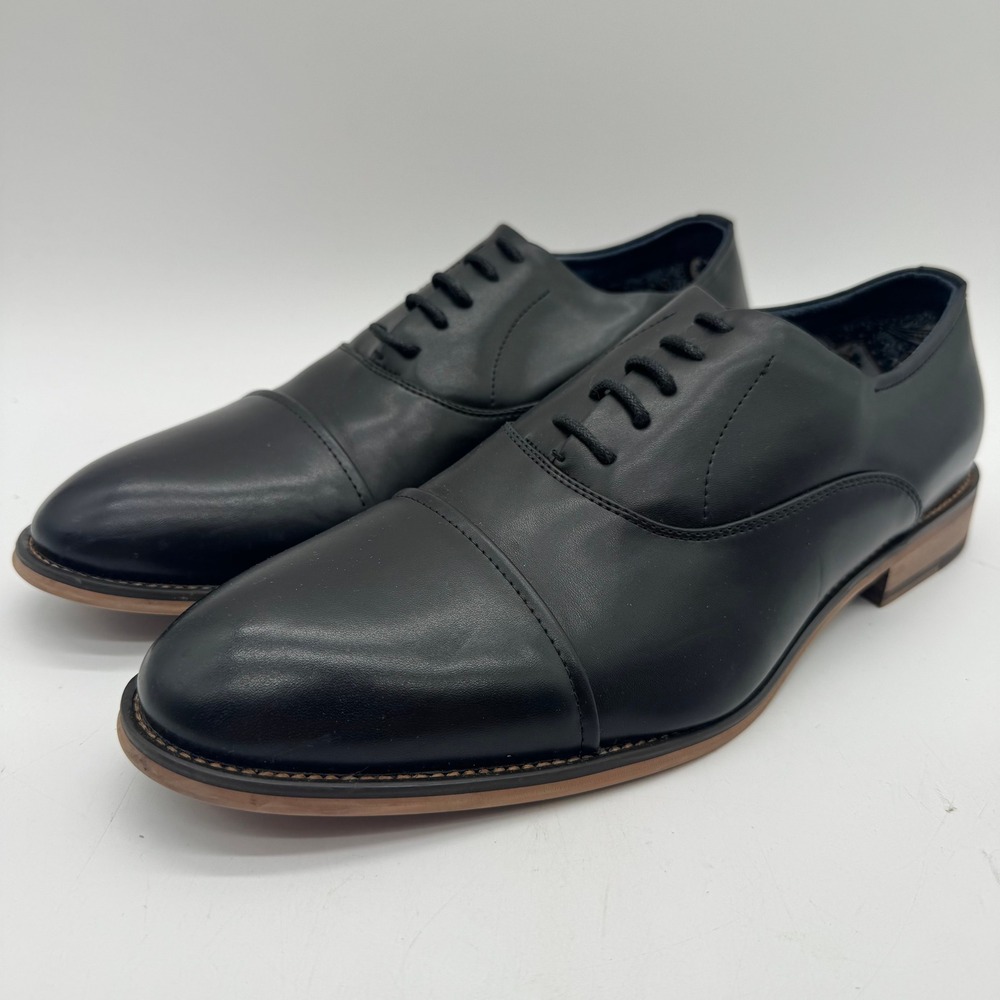 Bruno Marc Oxford Dress Shoes Mens US 11 Black Cap Toe Lace Up Formal Wedding